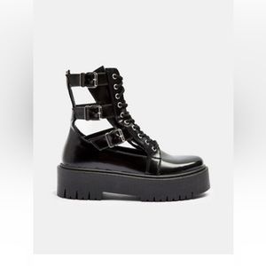 Topshop black platform boots